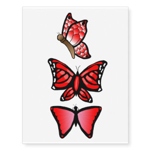 Selection of red butterfly temporary tattoos