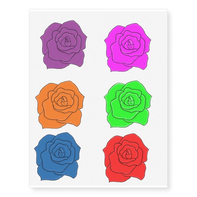 Selection of roses temporary tattoos (Front)