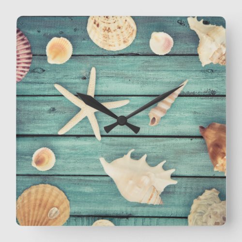 Selection Of Seashells Square Wall Clock