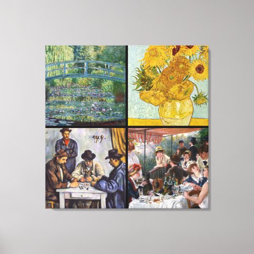 Selection of various impressionist masterpieces canvas print