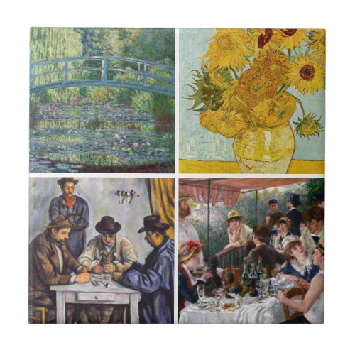 Selection of various impressionist masterpieces ceramic tile