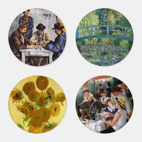 Selection of various impressionist masterpieces coaster set