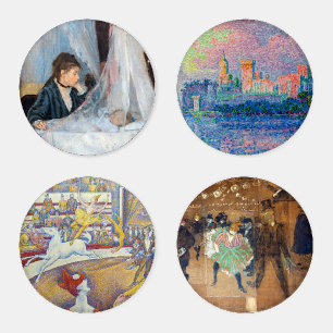Selection of various impressionist masterpieces coaster set