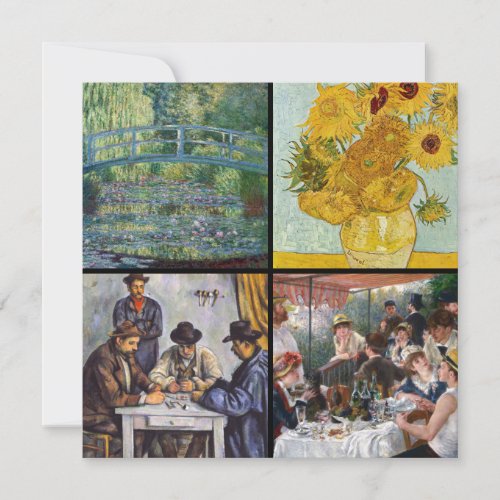 Selection of various impressionist masterpieces invitation