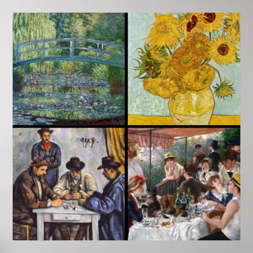 Selection of various impressionist masterpieces poster