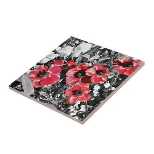 Selective Beauty _ Anemone Blossoms Ceramic Tile