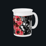 Selective Beauty - Anemone Blossoms Pitcher<br><div class="desc">Capturing the essence of nature in a burst of vibrant color, this image showcases the timeless beauty of Anemone Coronaria, commonly known as poppies. Through the artful technique of selective coloring, the delicate petals of the poppies emerge as striking focal points against a muted backdrop. The vivid red stands out...</div>