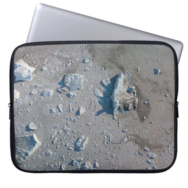 Selective focus of gray stone laptop sleeve (Front)