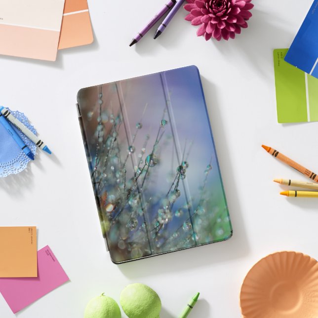 Selective Focus Photo of Dew of Water on Plant iPad Pro Cover (Desk)