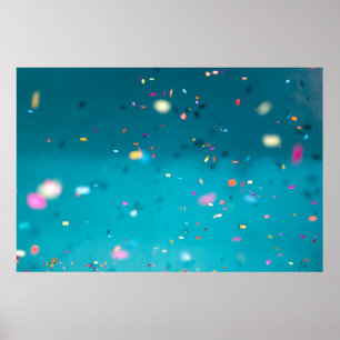 Selective focus photography of multicolored confet poster