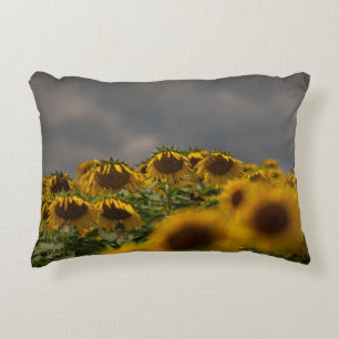 SELECTIVE FOCUS PHOTOGRAPHY OF YELLOW SUNFLOWERS D ACCENT PILLOW