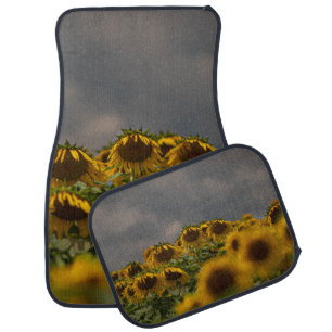 SELECTIVE FOCUS PHOTOGRAPHY OF YELLOW SUNFLOWERS D CAR FLOOR MAT