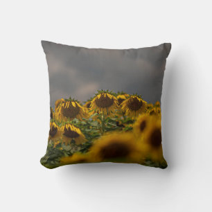 SELECTIVE FOCUS PHOTOGRAPHY OF YELLOW SUNFLOWERS D THROW PILLOW