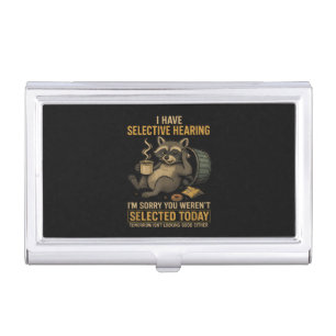 Selective Hearing Funny Raccoon Coffee Business Card Case