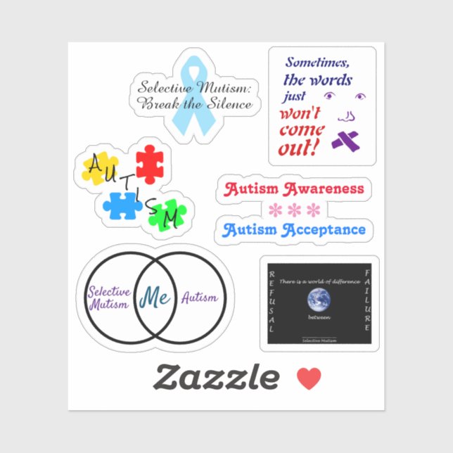 Selective Mutism & Autism set Vinyl Sticker (Sheet)