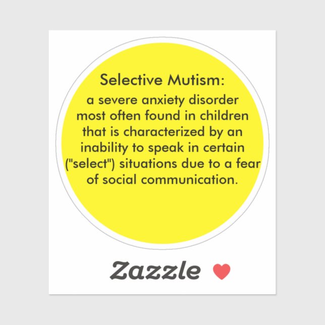 Selective Mutism Definition Sticker (Sheet)