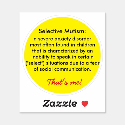 Selective Mutism Definition Sticker