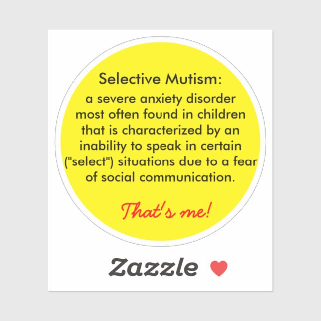 Selective Mutism Definition Sticker (Sheet)