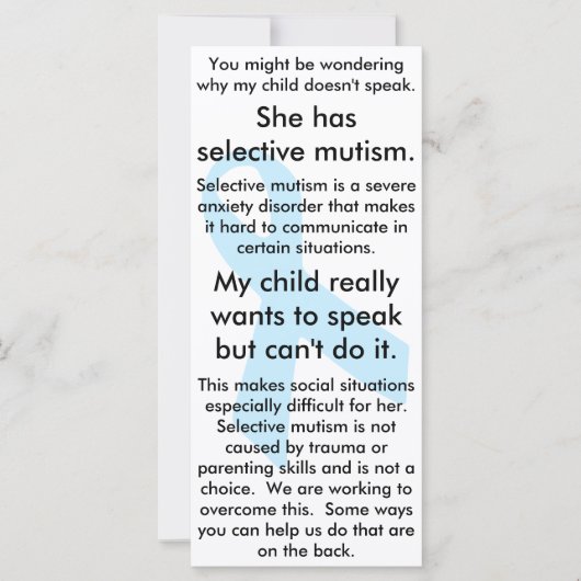 Selective Mutism Do's and Don'ts (female) (Front)