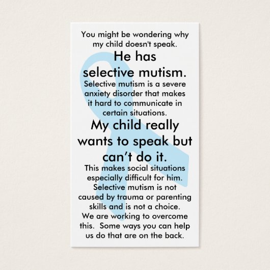 Selective Mutism Do's and Don'ts (male) (Front)