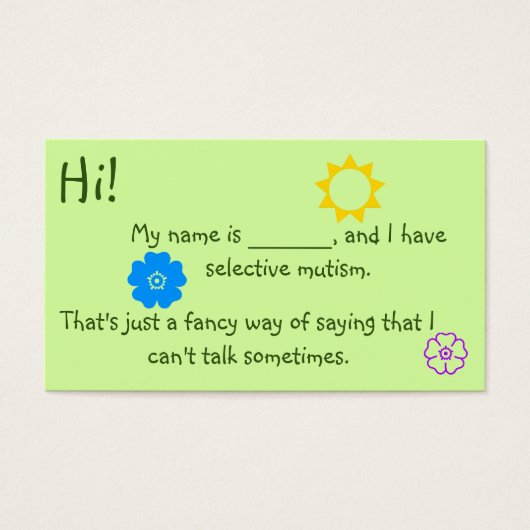 Selective Mutism for Kids flower theme (Front)