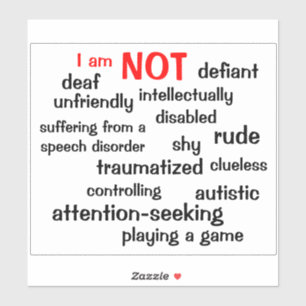 Selective Mutism I am NOT Sticker