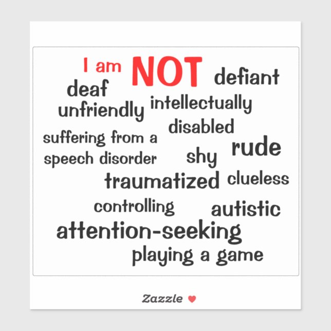Selective Mutism I am NOT Sticker (Sheet)