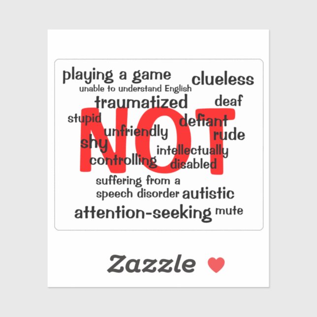 Selective Mutism NOT Sticker (Sheet)