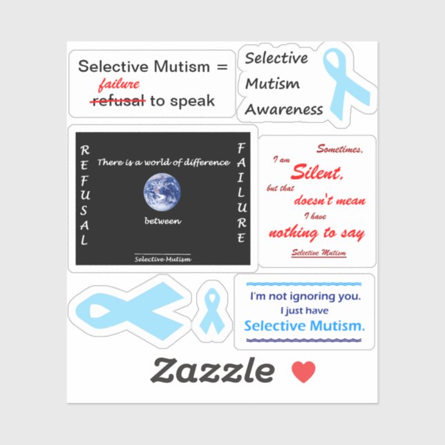 Selective Mutism set 1 Custom-Cut Vinyl Sticker (Sheet)