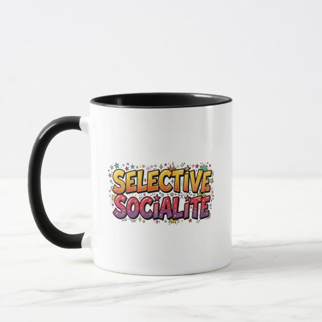 Selective Socialite Funny Introvert Retro Comic  Mug (Left)