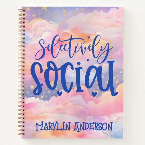 SELECTIVELY SOCIAL INTROVERT PASTEL CUSTOM NAME NOTEBOOK