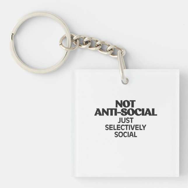 Selectively Social Statement Typography Design Keychain (Front)