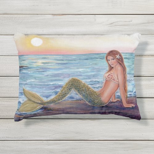 Selene mermaid in the sunrise decorative pillows