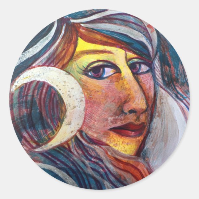 Selene Moon Goddess MoonChild                      Classic Round Sticker (Front)