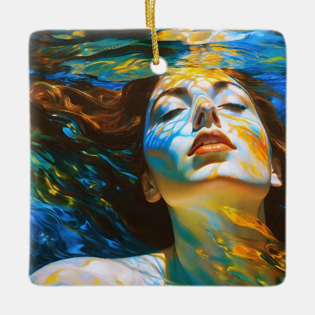 “Selene” - Women In Water Ceramic Ornament (Front)