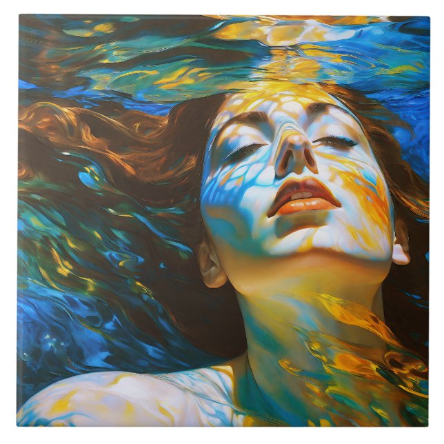 “Selene” - Women In Water Ceramic Tile (Front)