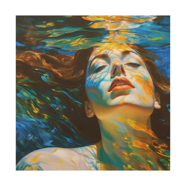 “Selene” - Women In Water Wood Wall Art (Front)