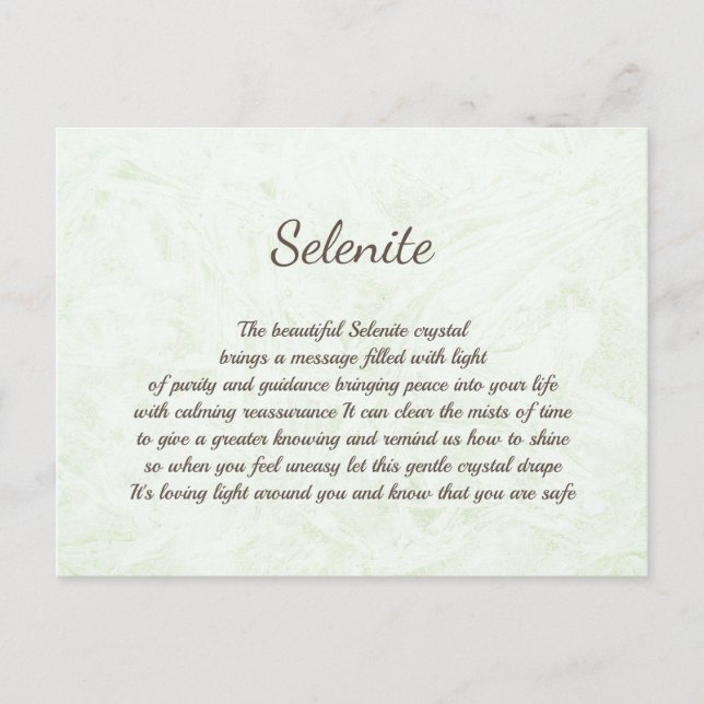 Selenite Crystal Healing design Postcard (Front)