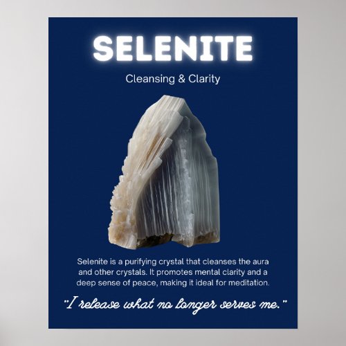 Selenite Stone Crystal Meaning Poster