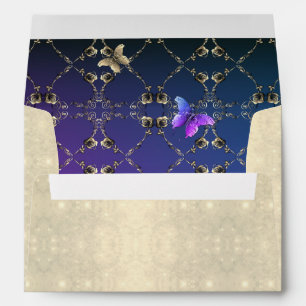 Self Addressed Romantic Rose & Beige Purple Envelope