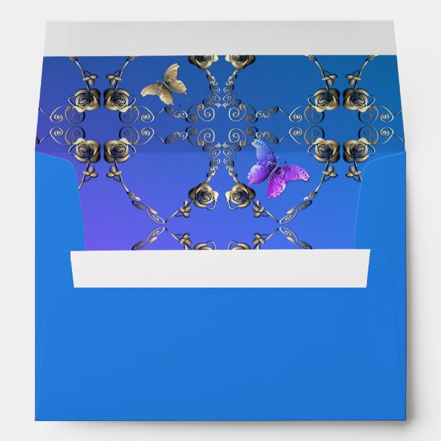 Self Addressed Romantic Rose & Cerulean Envelope (Back (Bottom))