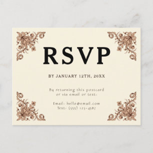 Self Addressed RSVP Vintage Book Ornamental Postcard