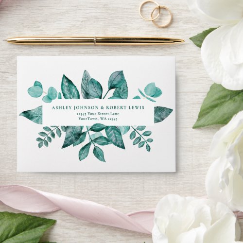 Self Addressed Wedding RSVP Card Elegant Greenery Envelope
