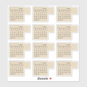 Self Adhesive Index Tabs Monthly Generic Calendar Sticker