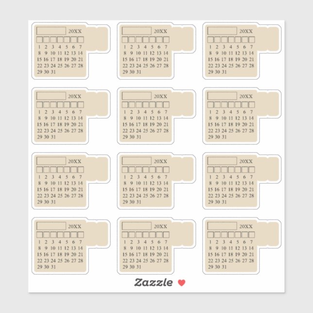 Self Adhesive Index Tabs Monthly Generic Calendar Sticker (Sheet)