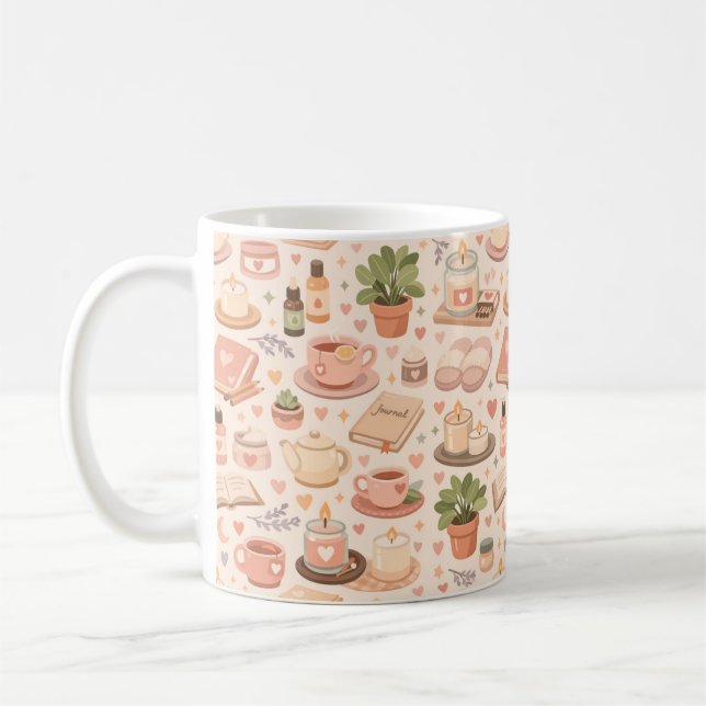 Self Care Aesthetic Pattern Coffee Mug (Left)