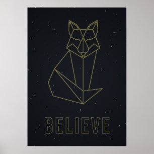 Self-care affirmation poster yellow origami fox
