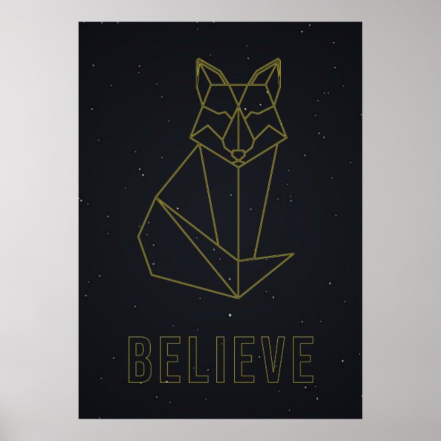 Self-care affirmation poster yellow origami fox (Front)