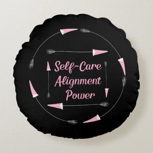 Self Care Alignment Power Boho Arrow Round Pillow