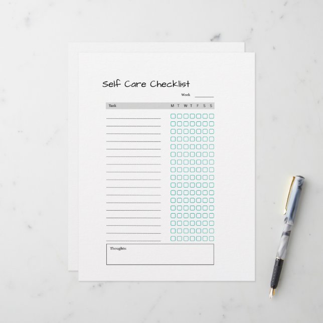self care checklist letterhead (Front/Back In Situ)
